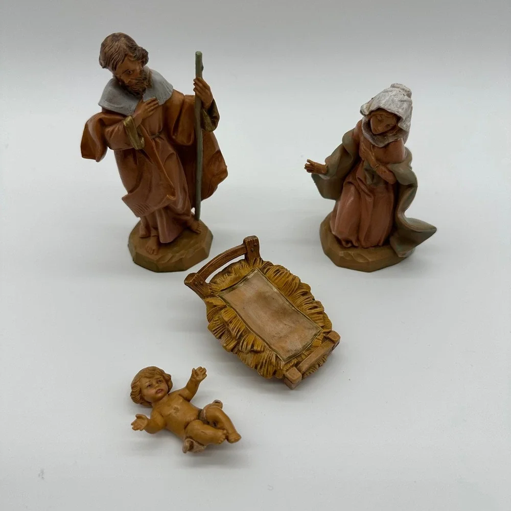 Vintage 1991 Fontanini Depose Italy Nativity Holy Family 4 Piece Set Signed